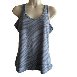 Live Love Lounge Blue Zebra Print Women's Racerback Tank Top, super soft, size M